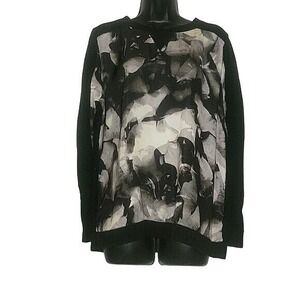 MOSSIMO Long Sleeve Pullover Abstract Art to Wear XL Sweater Black Y2K 90'S Retr